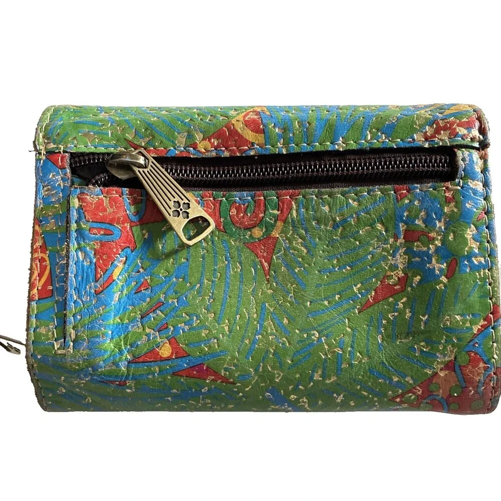 Patricia Nash Tri-fold Wallet Italian Leather Cametti Tropical Gold Floral